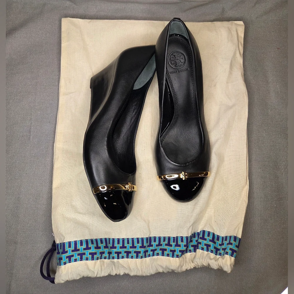 NWOT Tory Burch Pacey Cap-toe Wedges - Picture 3 of 6